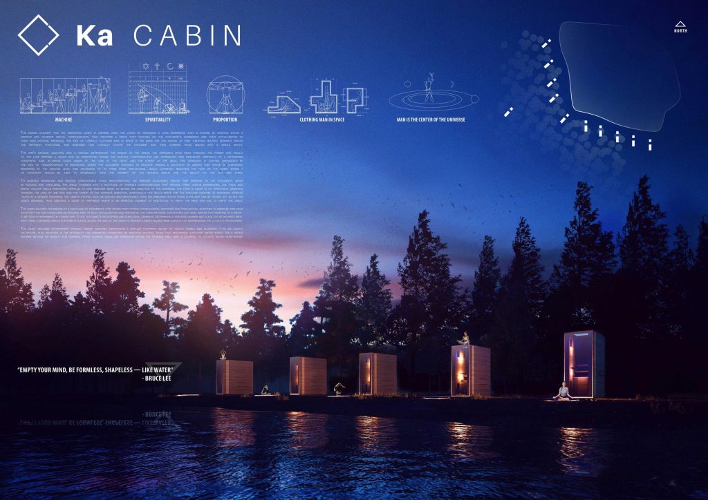 Silent meditation forest cabins